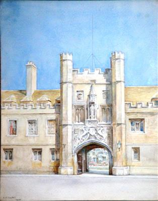 cc000202 Christs front.jpg; cc00202; Front gate from St Andrews St; painting